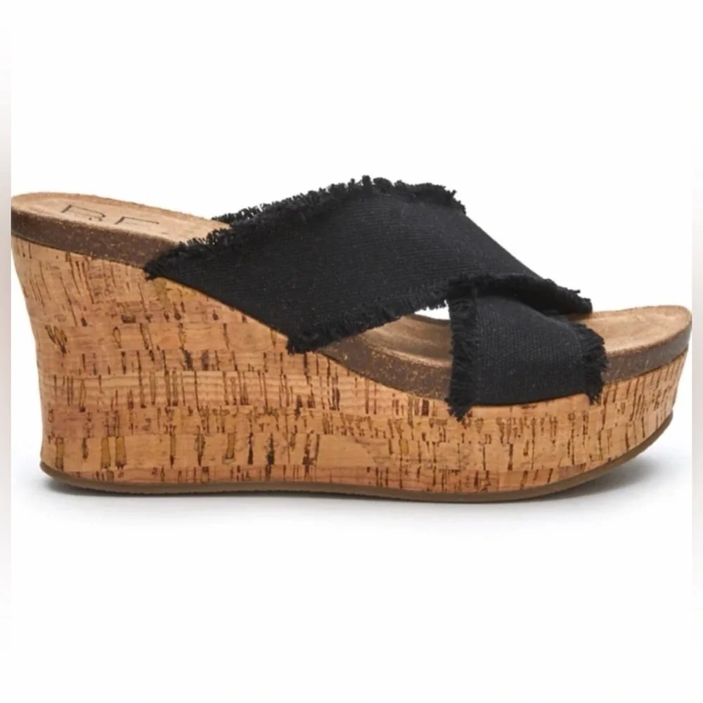 NIB Beach by Matisse Sea Salt Black Wedge Sandals | Size: 8 - Picture 2 of 7